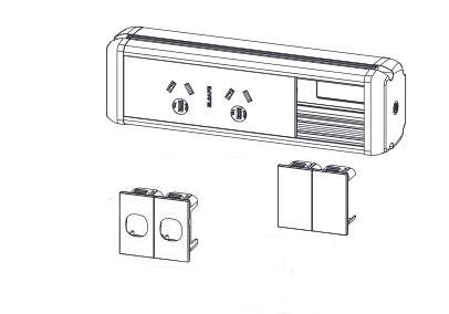 OE Elsafe Phoenix 35 power outlet with desktop clamp bracket, featuring anodised aluminium and moulded plastic design.